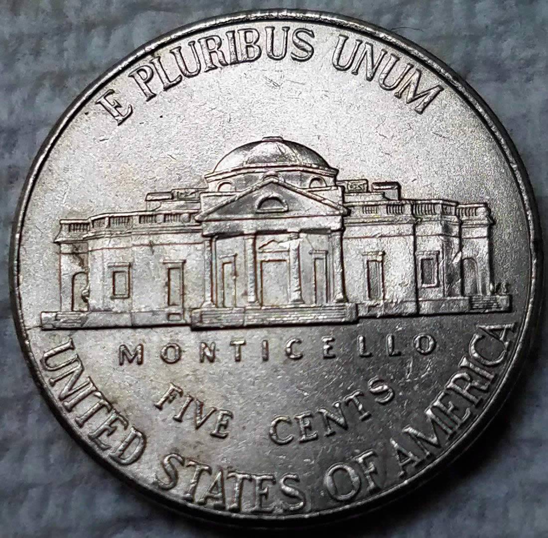 2016-P-Jefferson-Very-Strange-Face-Of-Die-Chip/Crack-In-Doorway-On-Reverse